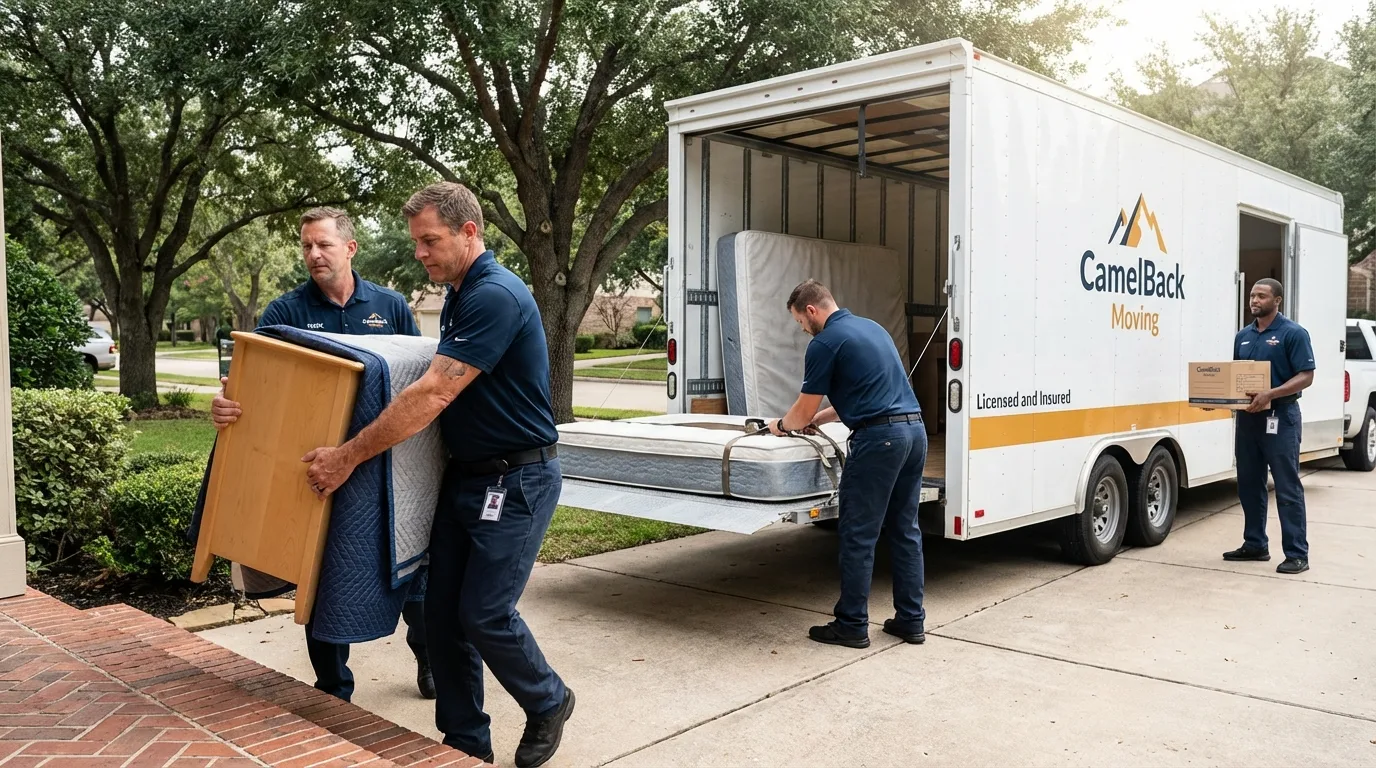 Crew loading residential truck for cross-state move from Battle Ground, WA