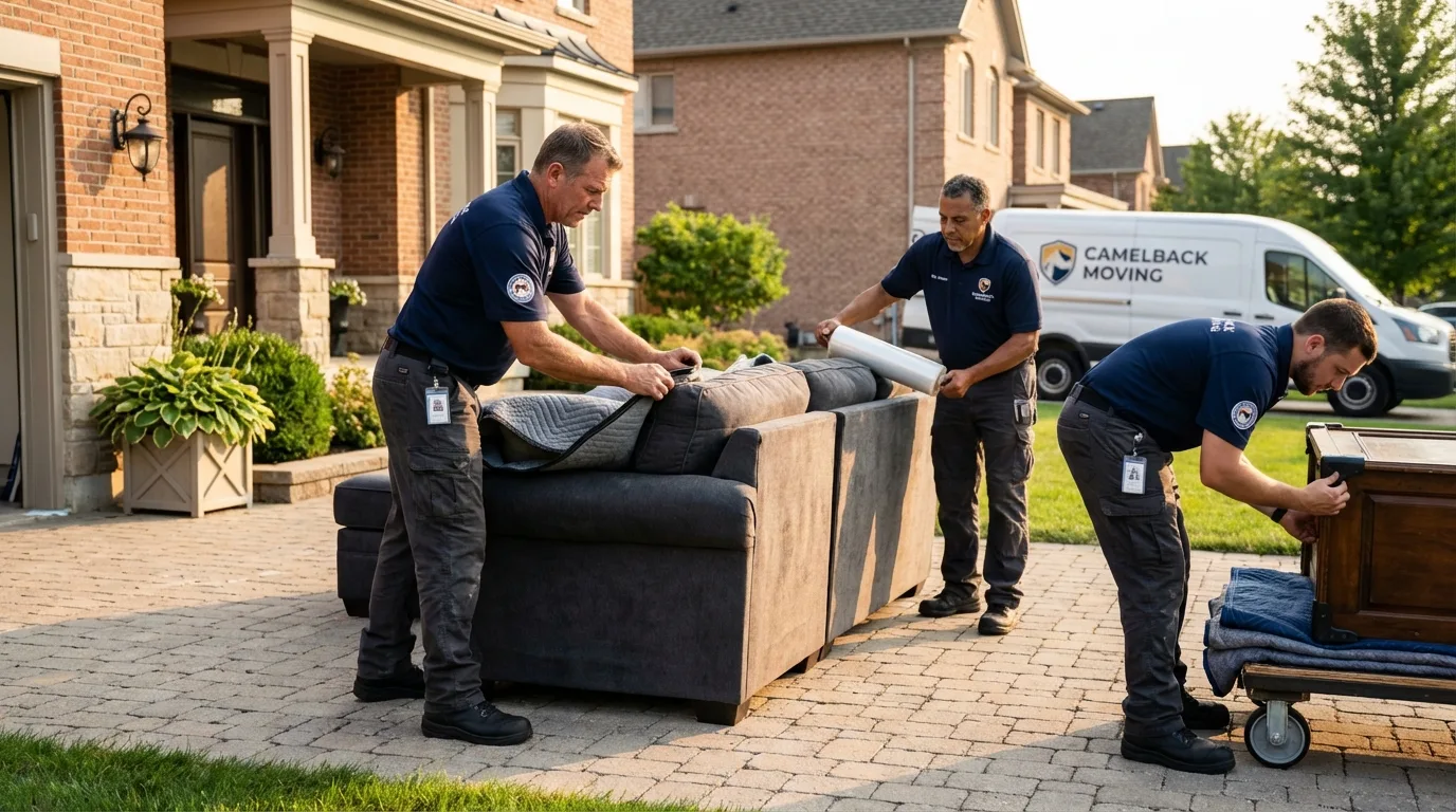 Large estate moving crew wrapping furniture in Battle Ground, WA