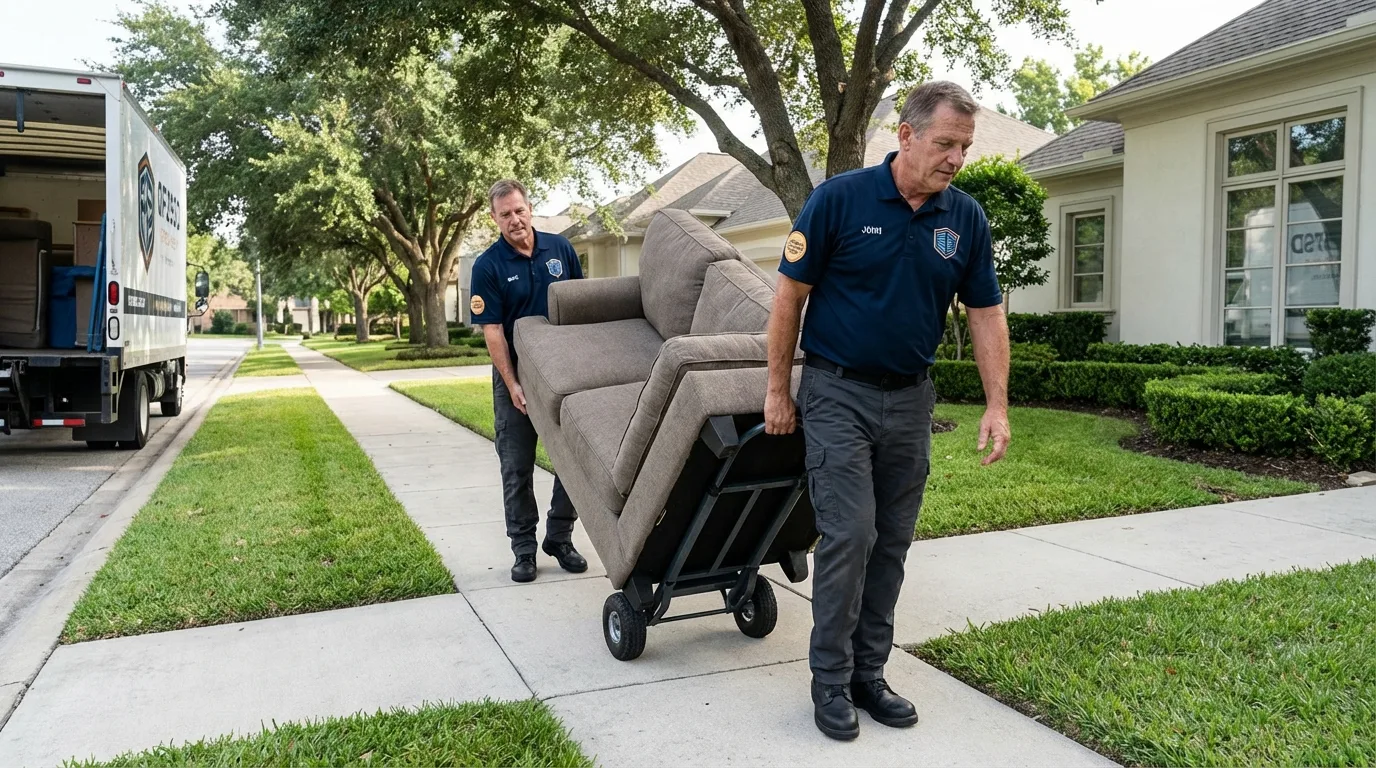 Local residential moving crew loading furniture in Battle Ground, WA