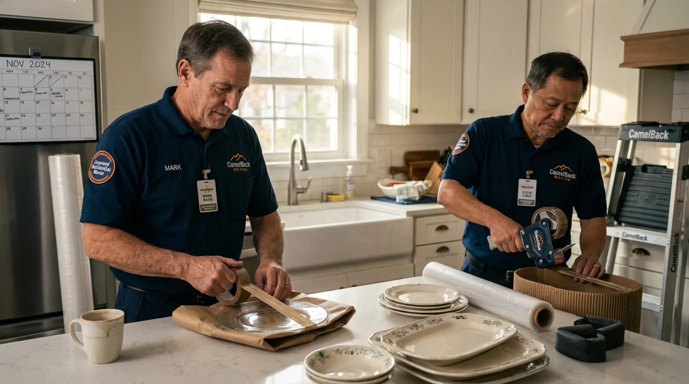 Professional crew packing kitchen dishware in Battle Ground, WA